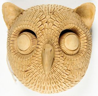 Finely Carved and Signed Juan Horta Owl Mask