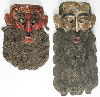 2 Vintage Guerrero Copper Santos Masks