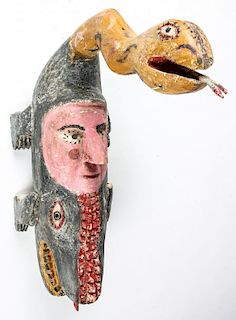 Vintage Mexican Dance Mask: Alligator/Snake/Man