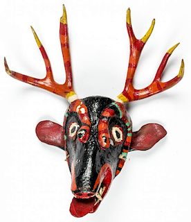 Vintage Mexican Pastorela Dance Mask, Huacana, Michoacan
