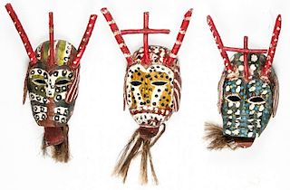 3 Vintage Mexican Holy Festival Masks