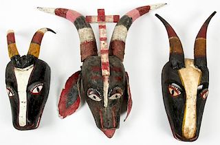 3 Vintage Mexican Dance Masks: Oaxaca/Michoacan