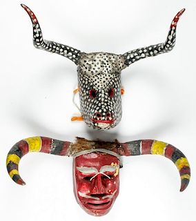 2 Vintage Mexican Semana Santa/Fariseo Dance Masks