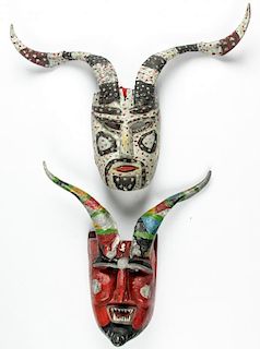 2 Vintage Mexican Semana Santa/Fariseo Dance Masks