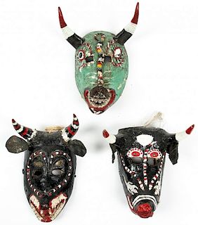 3 Vintage Mexican Pastorela/Devil Dance Masks