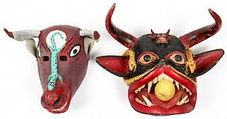 2 Vintage Mexican Pastorela Dance Masks