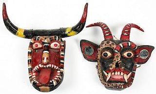 2 Vintage Mexican Bull Form Dance Masks