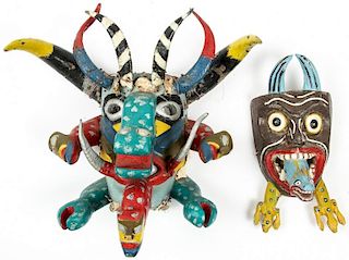 2 Vintage Mexican Diablo/Dance Masks, Guerrero