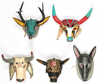 5 Vintage Mexican Animal/Dance Masks