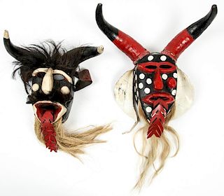 2 Vintage Mexican Diablos Dance Masks