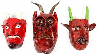 3 Vintage Mexican Carnival Dance Masks
