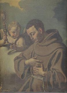 COPPOLA. Late 18th C. Oil on Canvas of a Monk with