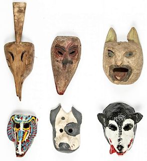 6 Vintage Mexican Dance Masks/Animal Forms