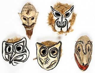 5 Vintage Mexican Dance Masks: Nayarit (Cora People)