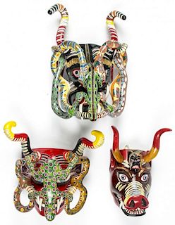 Suite of 3 Mexican Artisan Made Masks