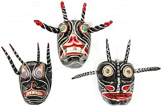 3 Vintage Mexican Christmas Dance Masks