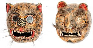 2 Vintage Mexican Harvest Dance Tiger Masks