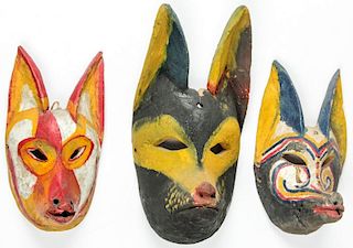 3 Mexican Coyote Form Festival Masks
