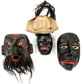 3 Vintage Mexican Dance Masks