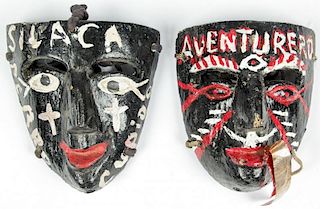 2 Vintage Mexican Negrito Dance Masks