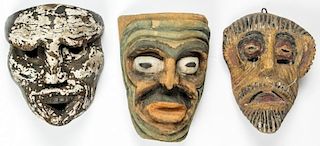 3 Early Mexican Festival Dance Masks