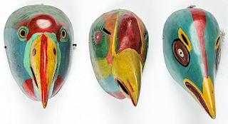 3 Vintage Mexican Bird/Carnival Masks, Veracruz