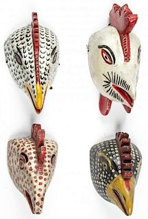 4 Vintage Mexican Chicken/Carnival Masks, Veracruz