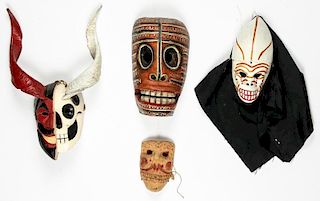 4 Vintage Mexican Death/Dance Masks