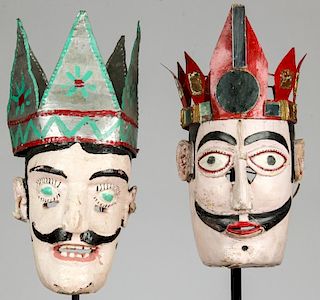 2 Vintage Mexican Festival King Dance Masks