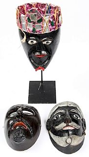 3 Vintage Mexican Negritos Dance Masks