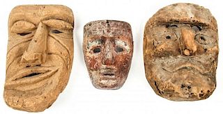 3 Primitive Mexican Festival Masks