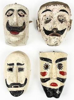 4 Vintage Mexican Festival Dance Masks