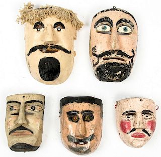 5 Vintage Mexican Festival Dance Masks