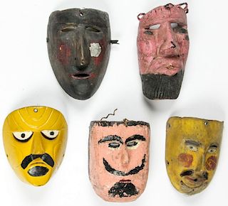 5 Vintage Mexican Festival Characters Masks