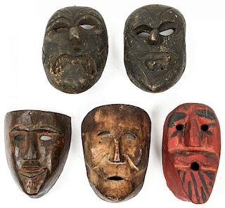 5 Mexican Chantolos and Viejos Masks