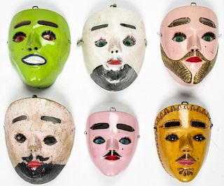 6 Vintage Chiapas Festival Masks