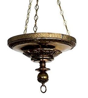 A Neoclassical Style Brass Fixture Height 42 inches.