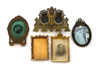 Six French Jeweled Gilt Metal Frames Height of first 8 1/2 x width 7 1/2 inches.