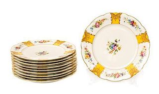 A Set of Ten Limoges Porcelain Plates Diameter 9 3/4 inches.