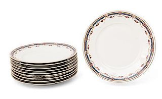 A Set of Ten Bavarian Porcelain Plates Diameter 9 3/4 inches.