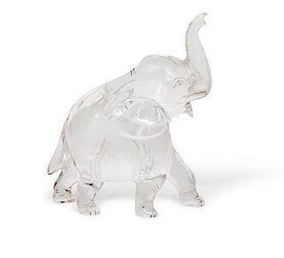 A Carved Rock Crystal Figure of an Elephant