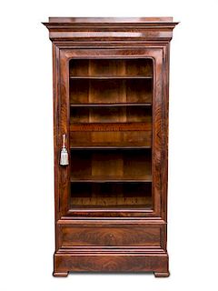 A Louis Philippe Mahogany Vitrine Cabinet Height 81 x width 41 x depth 19 1/2 inches.