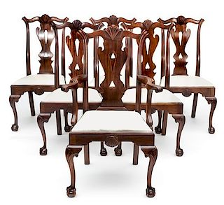 A Set of Six Queen Anne Style Mahogany Dining Chairs Height 42 inches.