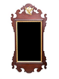 A George III Style Parcel Gilt Mahogany Tablet Mirror Height 28 x width 14 inches.