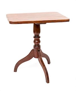 A Mahogany Pedestal Table Height 20 1/5 x width 20 x depth 14 inches.