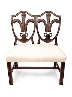 A George III Mahogany Double Back Settee Height 39 x width 33 x depth 25 inches.