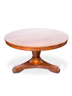 A Regency Mahogany Tilt-Top Breakfast Table Height 30 x diameter of top 48 inches.