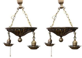 A Pair of Victorian Double Drop Pendant Light Fixtures