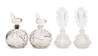Two Pairs of Victorian Glass Perfume Bottles