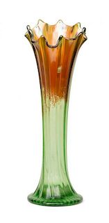 A Carnival Glass Vase Height 12 inches.